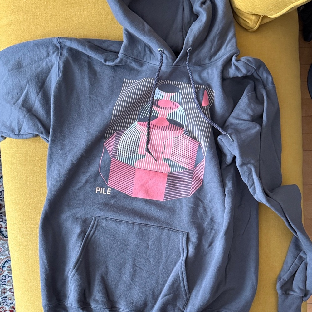 Pile (band) Gray and Pink Graphic Hoodie